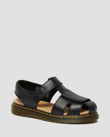 Dr Martens Junior Moby II Leather Sandale Detske Čierne | 0471-RAOGN